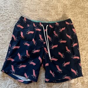 Bonobos Navy and Red Patterned Swim Trunks